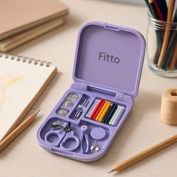 Small Sewing Kit – Portable Travel Mending Repair Kit with Needles, Threads, Scissors, Buttons, Thimble