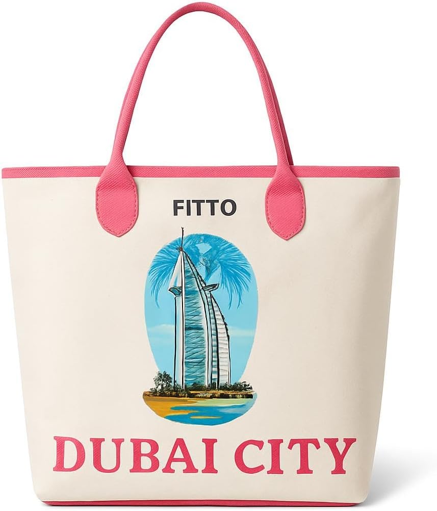 Eco-Friendly Dubai Pink Canvas Tote Bag with Durable Handles