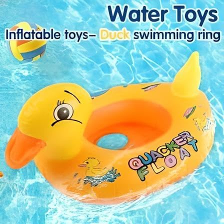 Infant Pool Float Duck - Inflatable Baby Boat Swimming Ring Trainer with Double Handle, Waist Support