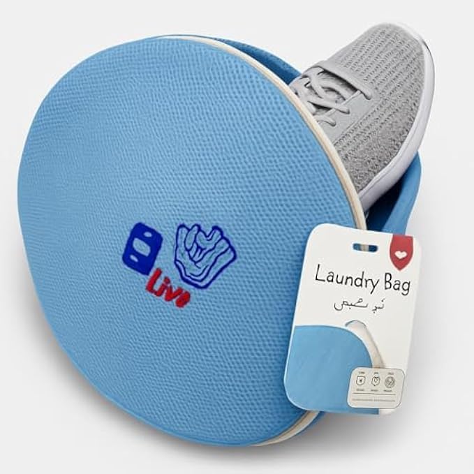 Large Blue Laundry Bag - Big Foldable Mesh Clothes Bag, Travel Laundry Sack & Reusable Dirty Clothes Hamper for Home, Gym