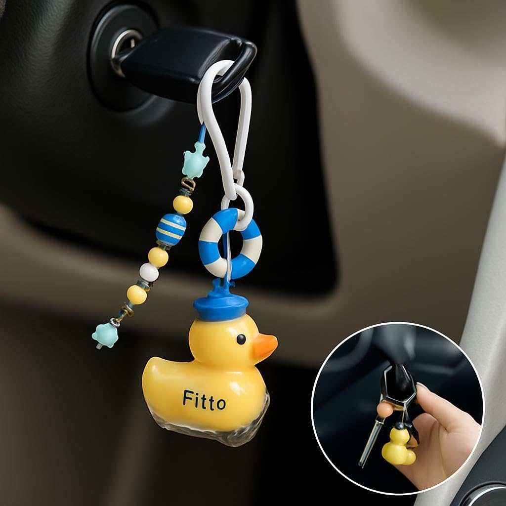 Duck 3D Doll Car Keychain - Yellow Cute Accessory for Keys and Bags