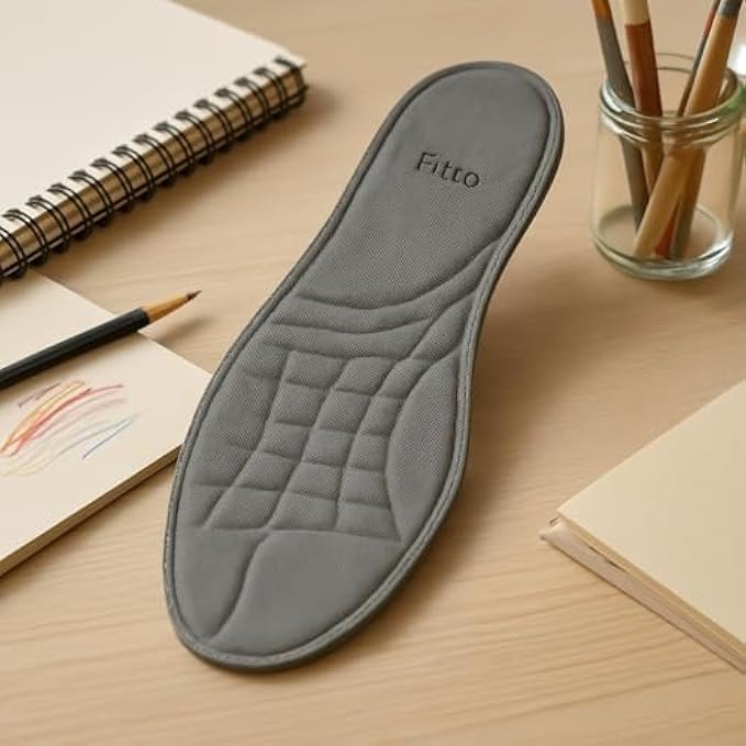 Foam Shoe Insoles Grey 1 Pair Size 35-46 - Cushioned Removable Comfort Insoles for Men & Women, Breathable Shock Absorbing Inserts