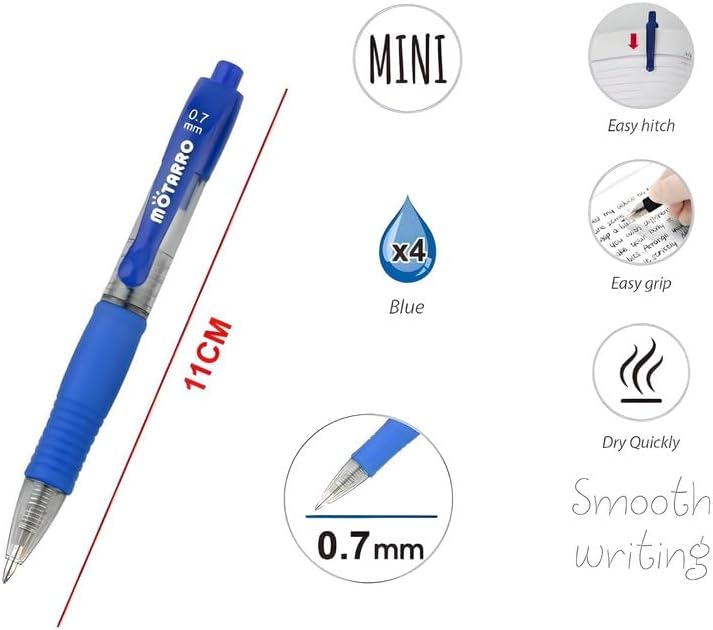 Ink Gel Pen Set, 4 Pack, 11 cm, 0.7 mm Tip, Smooth Writing, Black Ink, Office & School Supplies