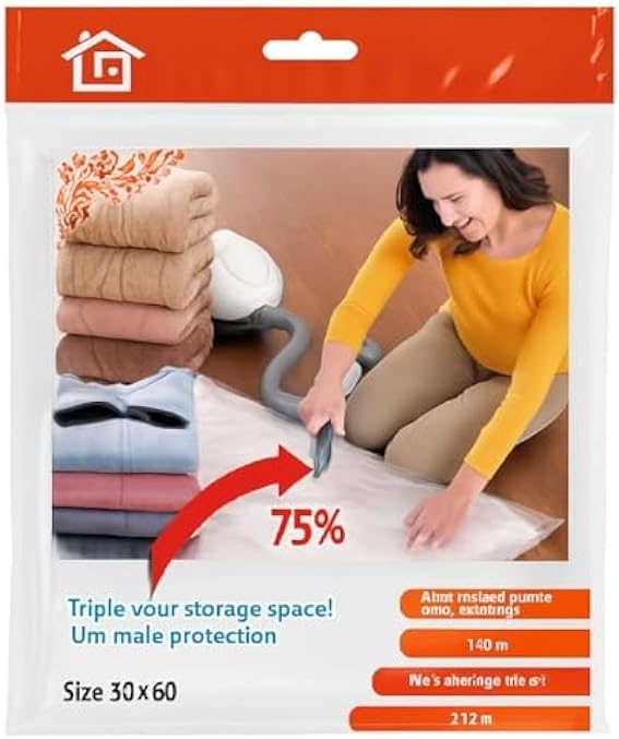 Vacuum Storage Bags for Clothes - Reusable Vacuum Seal Compression Bags Space Saver for Bedding Blankets Towels Travel