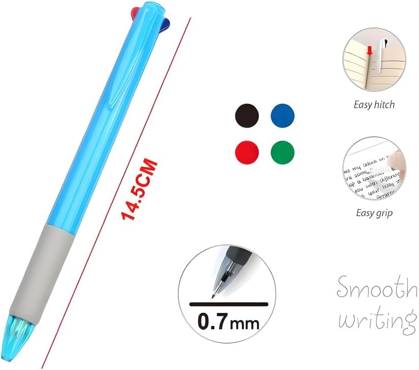 0.7mm 4 in 1 Ball Point Pen, 14.5cm Innovative Multi-Function Writing Tool