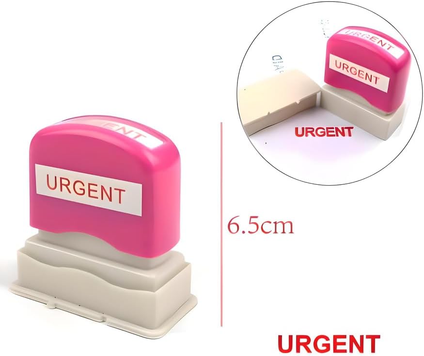 Urgent Stamp 6.5cm Pink Cover for Quick Office & Mail Use