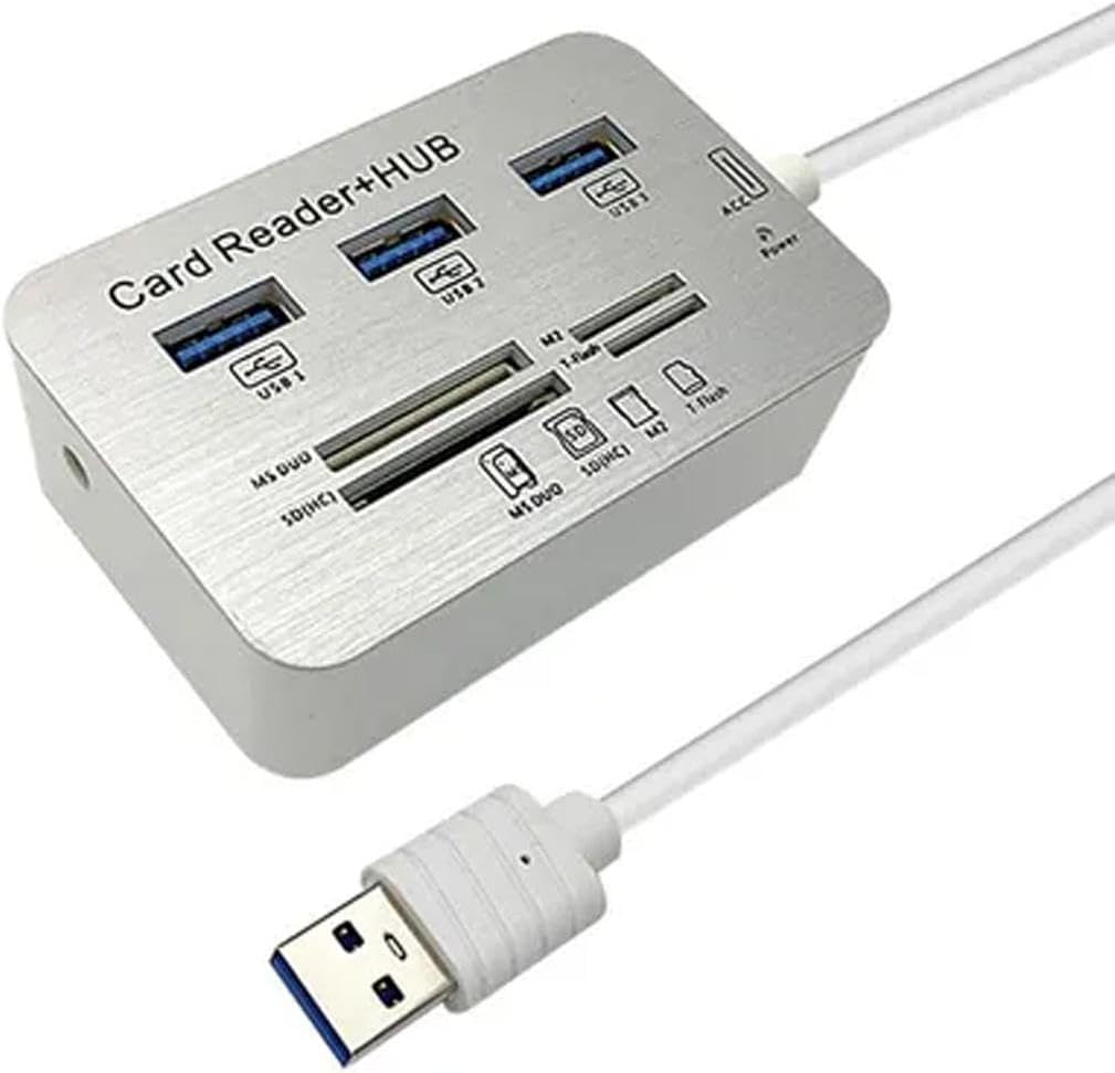 3 Ports USB Hub & Multi Memory Card Reader for MS, Micro SD, SD/MMC, M2, TF Card