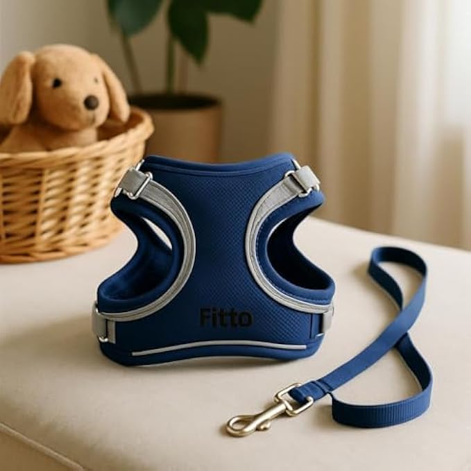 Pet Harness and Lead Set Size M 18.5x13cm Adjustable Dog Cat Walking Harness with Lead