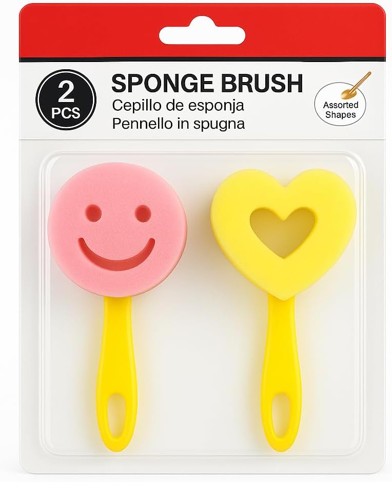 Sponge Brush 2pcs Pack 15cm for Cleaning, Kitchen, Bathroom, Multi-Purpose Use