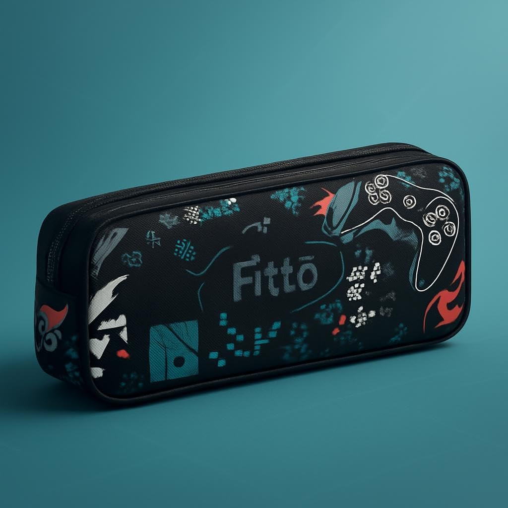 Black Pencil Case 20x6x6cm - Durable, Compact Pencil Bag for School & Office