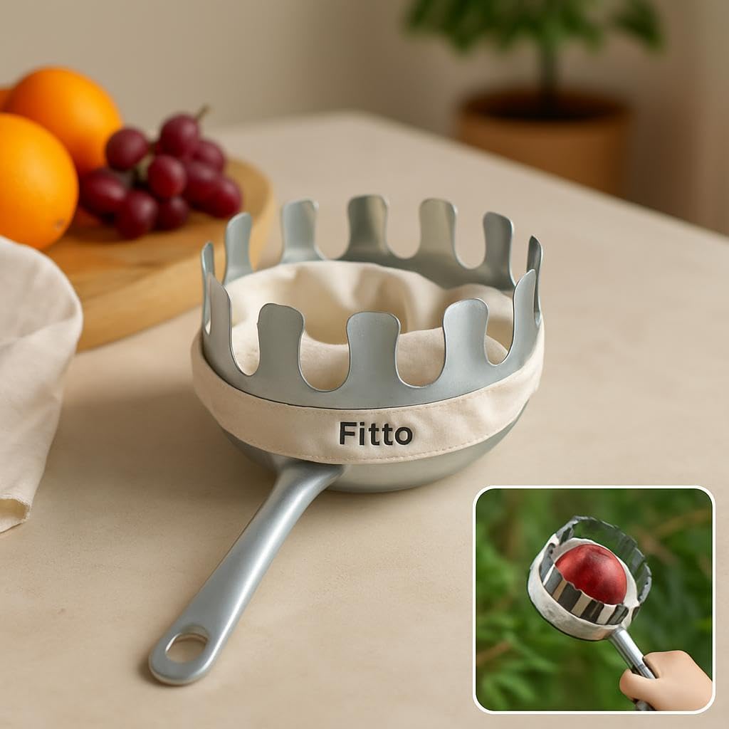 Metal Strainer with Fabric Lining and Handle for Easy Draining