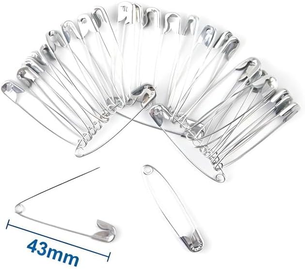 30 Pieces Stainless Steel Safety Pins, 43mm