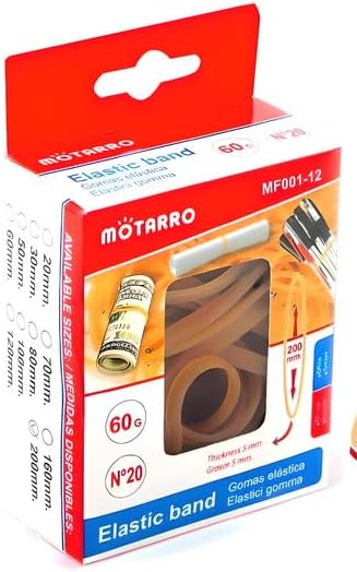 60g Elastic Rubber Bands 200mm Yellow for Office, School & Crafts