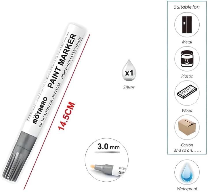 Paint Marker 14.5 cm Gray 3 mm Tip for Art, Craft, DIY Projects
