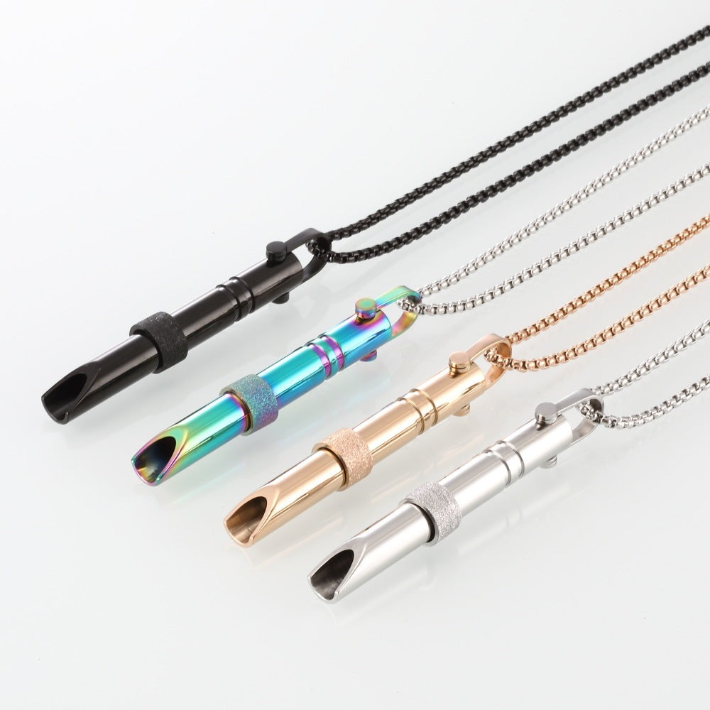 Cylindrical Breathing Whistle for Wellness - Gold, Silver, Black, Multicolor