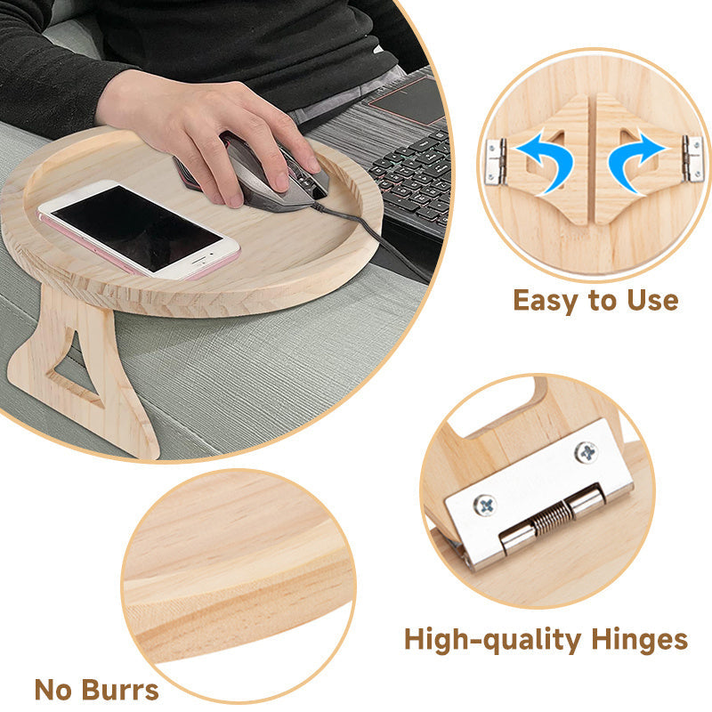Eco-Friendly Bamboo Sofa Arm Tray - Natural Wood