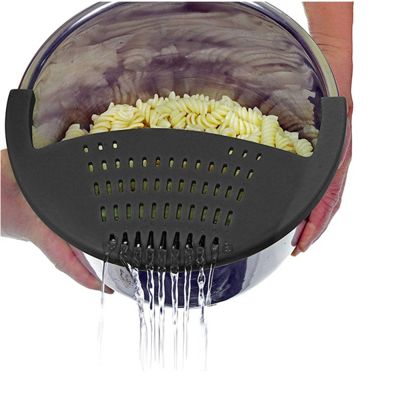 Eco-Friendly Clip-On Pot Strainer - Green Silicone Kitchen Tool