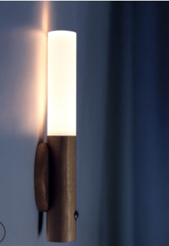 Eco-Friendly Cylindrical LED Wall Light with Wood Finish