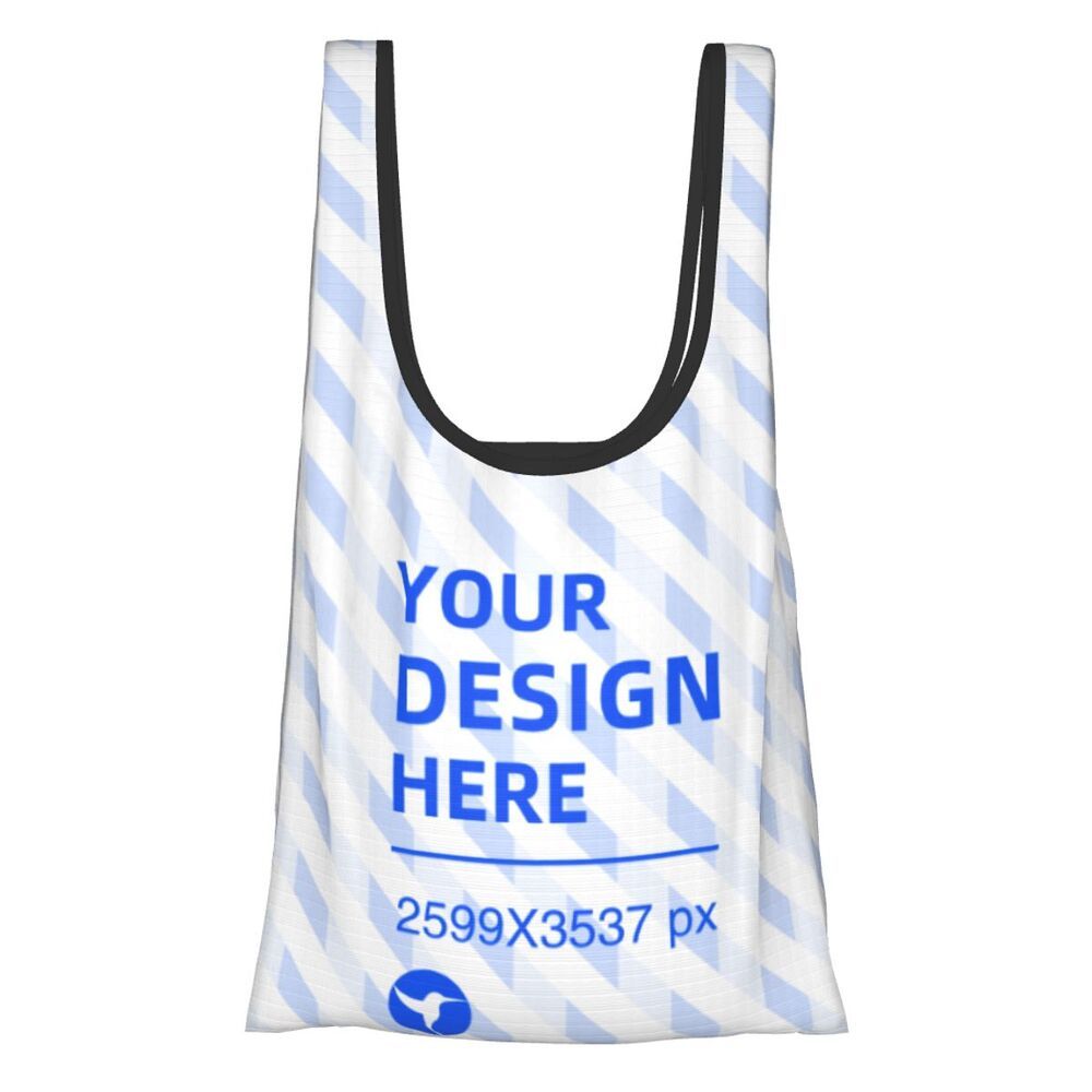 Eco-Friendly Reusable Shopping Tote Bag - White with Blue Stripes