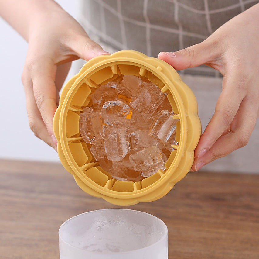 Pumpkin-Shaped Yellow Silicone Ice Bucket - Eco-Friendly & Reusable