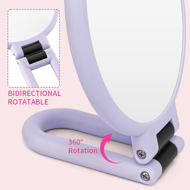 Portable Light Purple Folding Makeup Mirror - Eco-Friendly, Durable, Compact