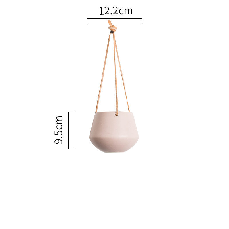 Eco-Friendly Ceramic Hanging Planter - White, Rounded Tapered Design