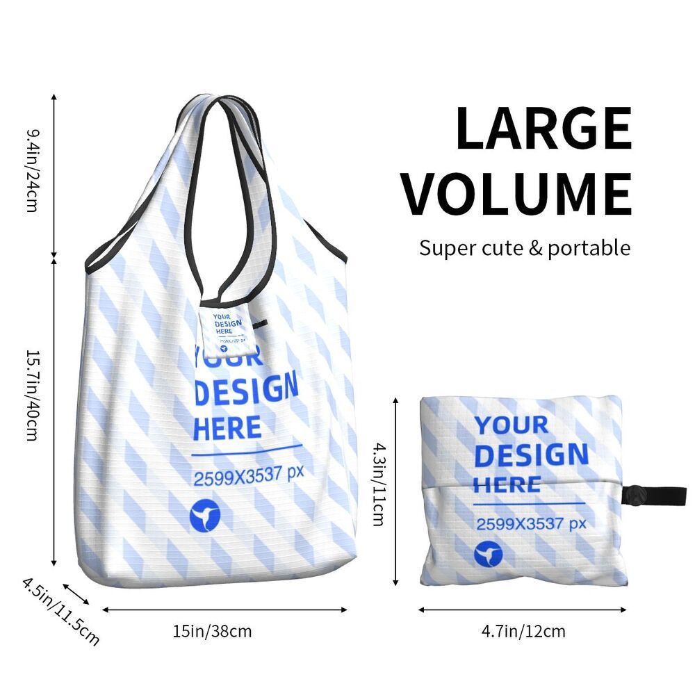 Eco-Friendly Reusable Shopping Bag - Durable Polyester, White with Blue Design