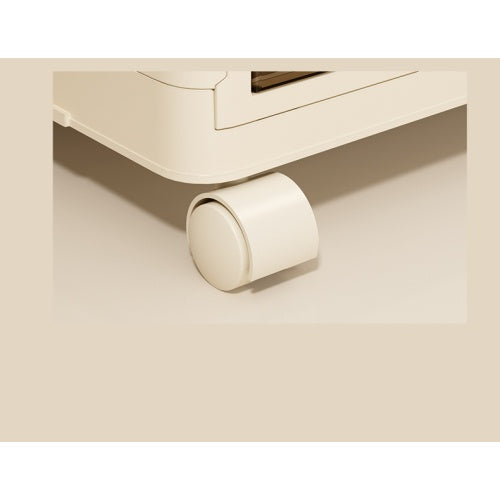 Beige Stackable Storage Cabinet with Wheels