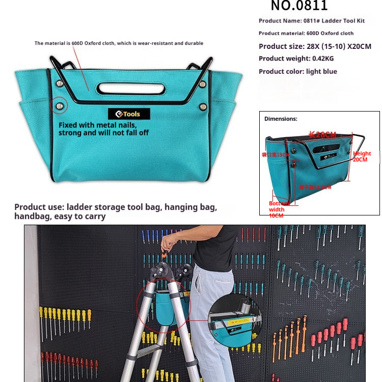 Durable Waterproof Herringbone Ladder Tool Storage Bag - Blue