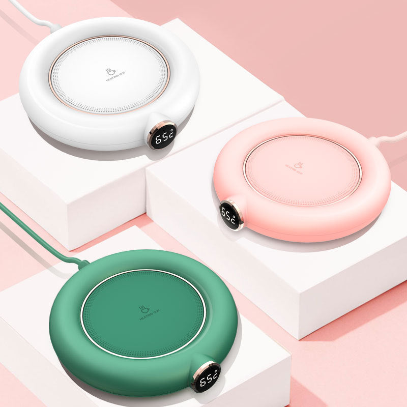 Eco-Friendly Electric Mug Warmer Set with Ceramic Mug - Pink, Green, White