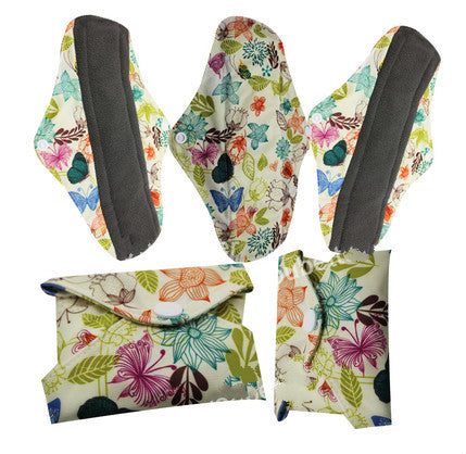 Eco-Friendly Reusable Menstrual Pads - Sustainable Comfort with Floral Patterns