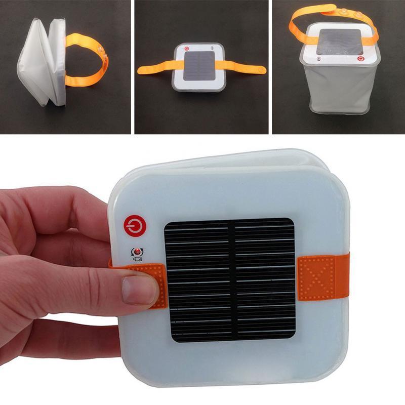 Solar-Powered Cube Lantern with Orange Handle