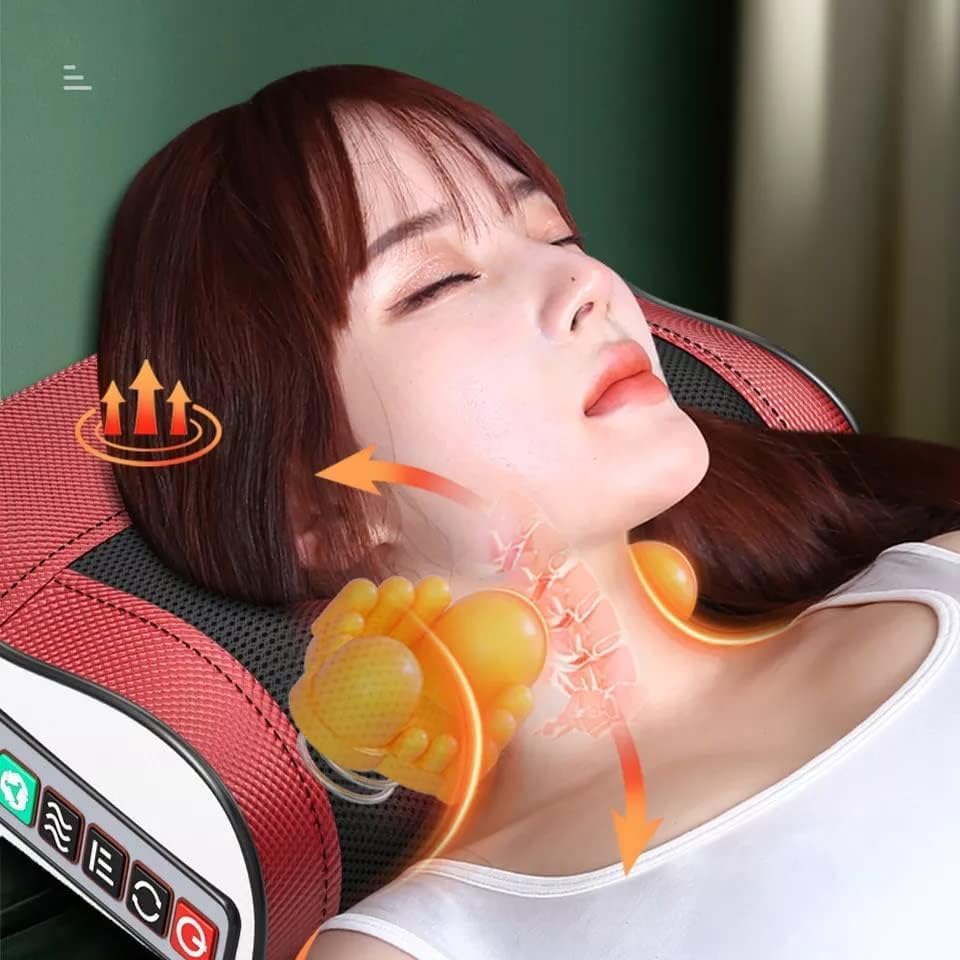 Electric Shiatsu Infrared Heating Massage Pillow with 3 Modes – Deep Tissue Neck, Shoulder, Back Pain Relief, Adjustable Heat & Smart Timer