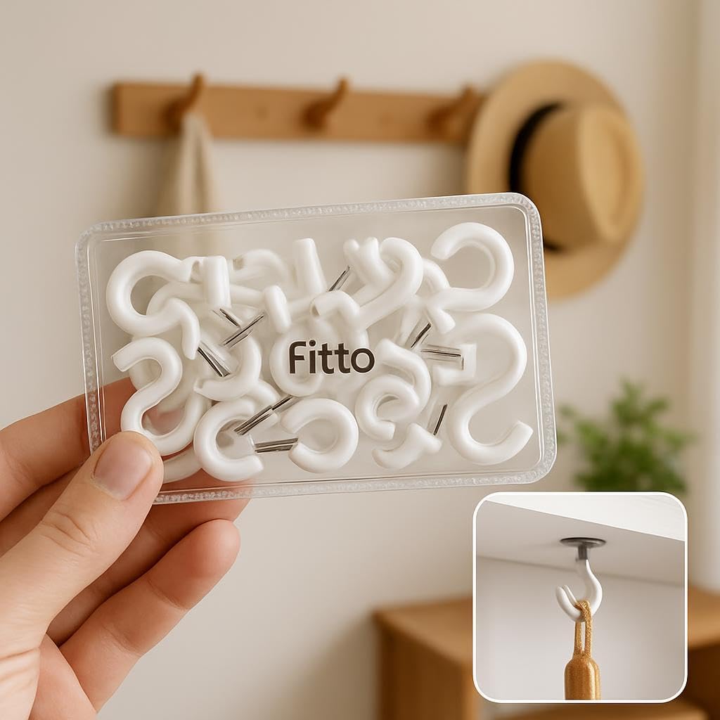 White Plastic Hooks for Hanging Items - 12 Pack