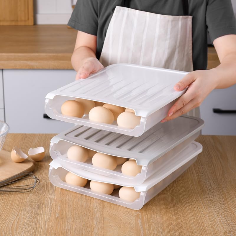 Stackable Egg Box - Gray and White - Standard Size - 12 Egg Capacity