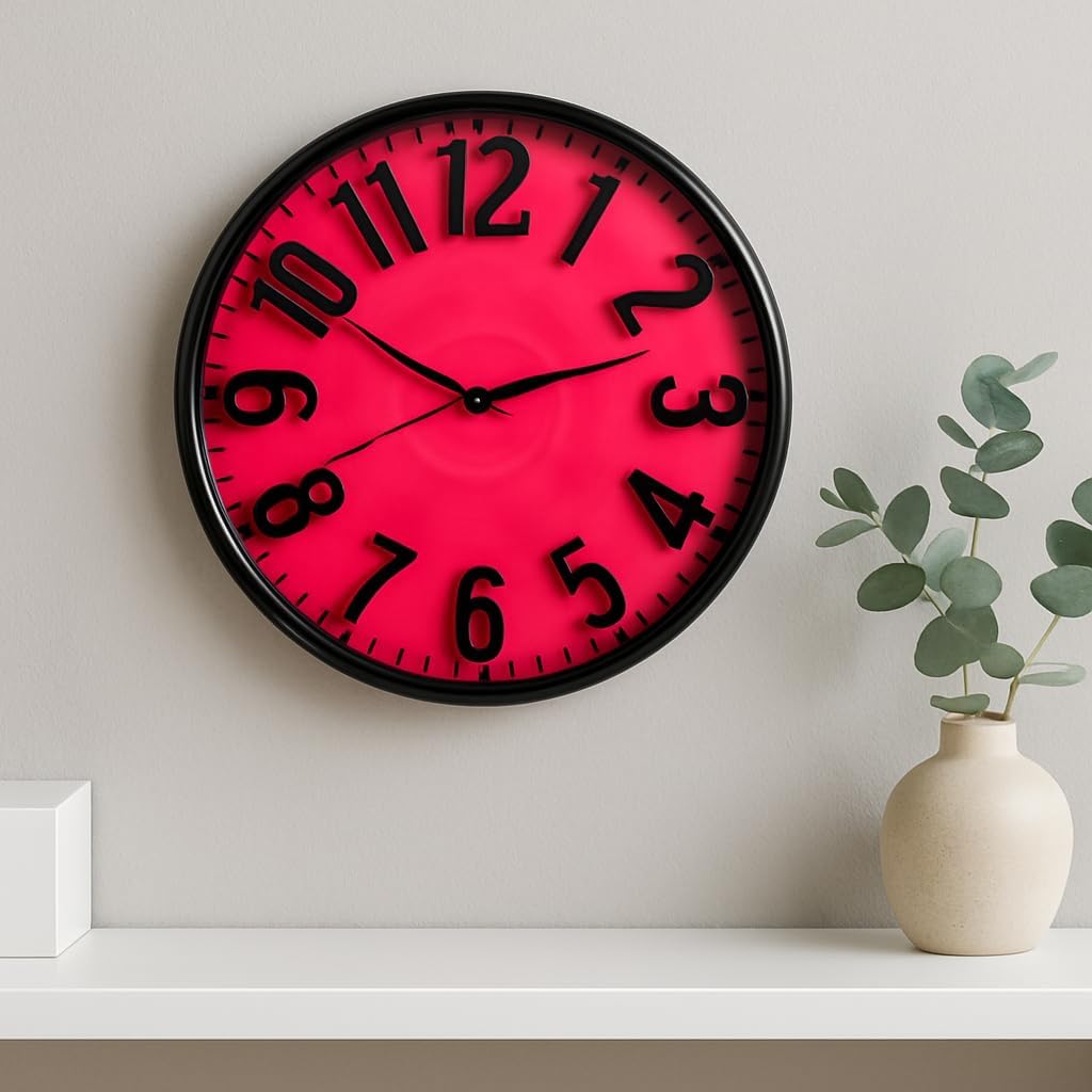 Pink Quartz Wall Clock with Light – Round Dial Shape for Office and Home, Stylish and Functional Design, Perfect for Living Rooms, Bedrooms, and Workspaces, Enhances Any Décor
