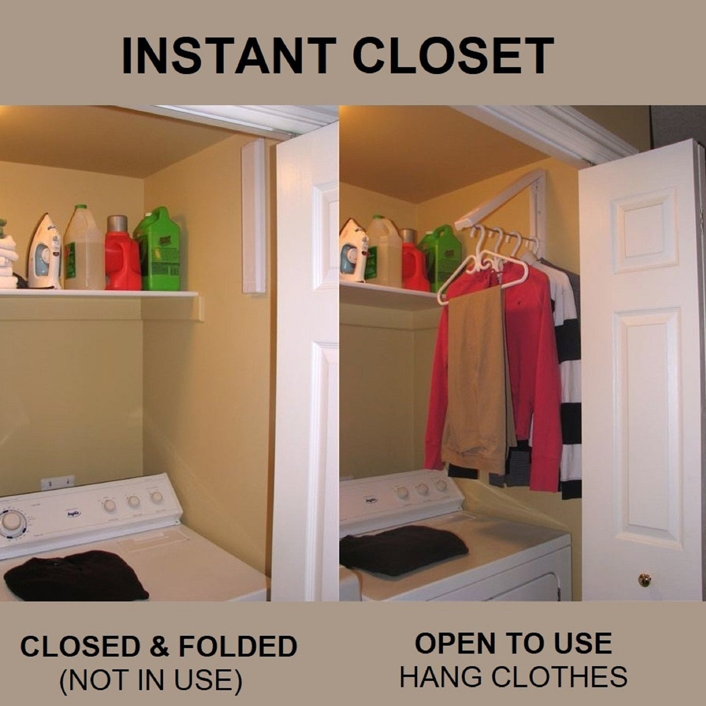 Space-Saving Folding Retractable Clothes Rack - Wall-Mounted, White