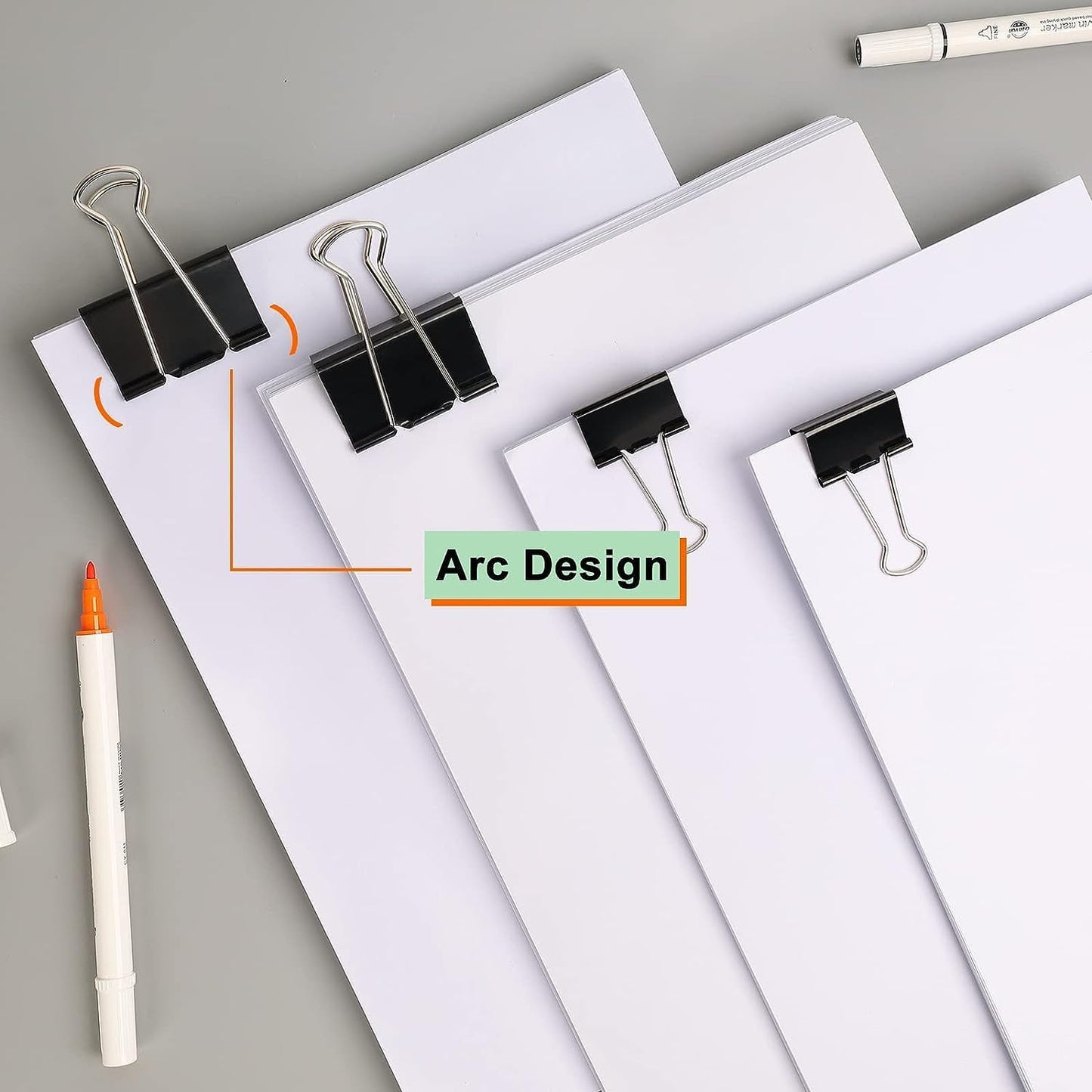 Binder Clips - Heavy Duty Metal Clamps for Organizing Papers, Files, Office Supplies, and Schoolwork - Durable, Reusable, Ideal for Home, Office, and Classroom Use (12Pcs 19mm, Black)