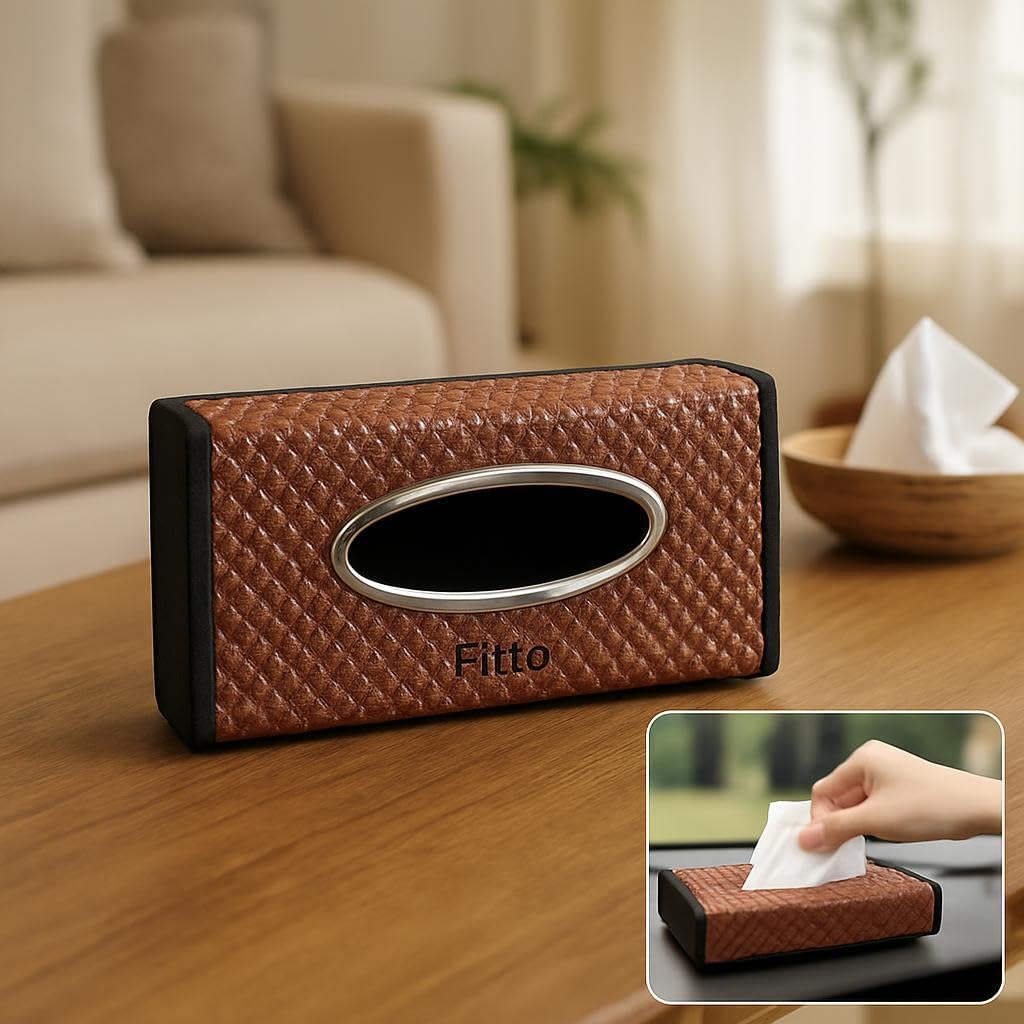 Elegant Openable Tissue Box for Car, Brown