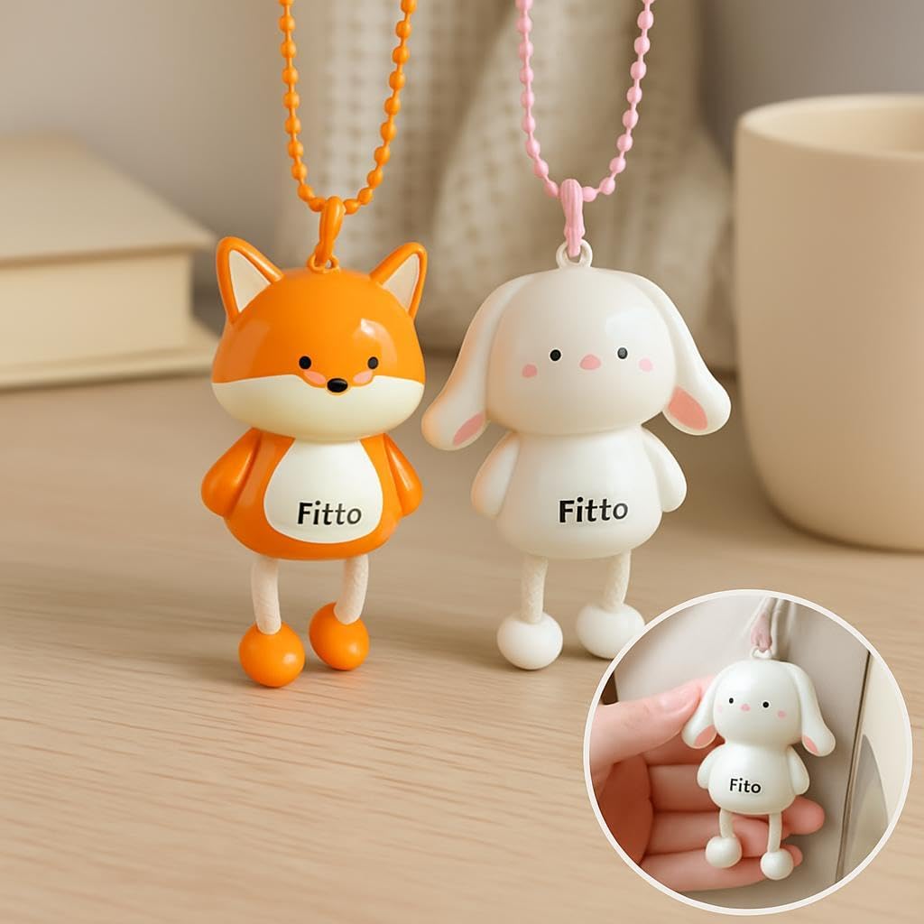 Plastic Key Chain Animal Series - Fox and Rabbit, Pack of 2