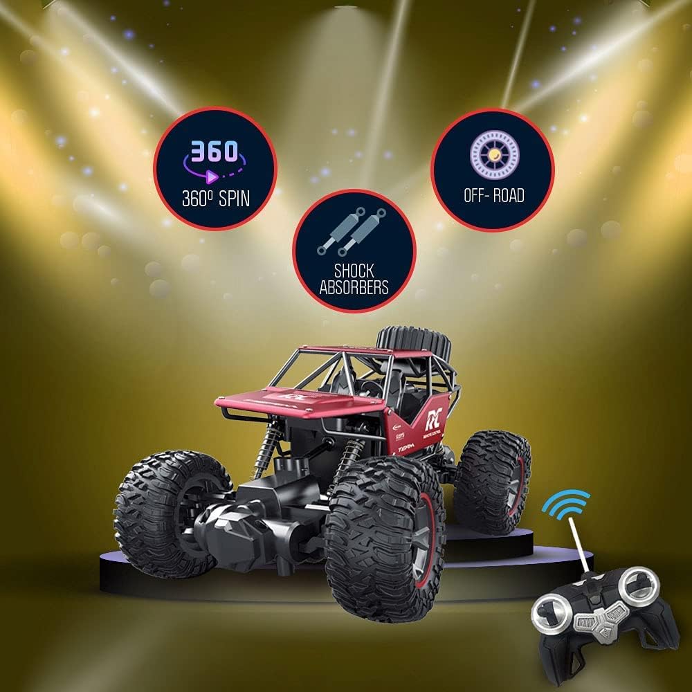 Remote Control 2.4Ghz RC Truck 4Wd RC Monster Truck Powerful Rock Crawler Remote Control Car Off-Road Toys For Boys Red