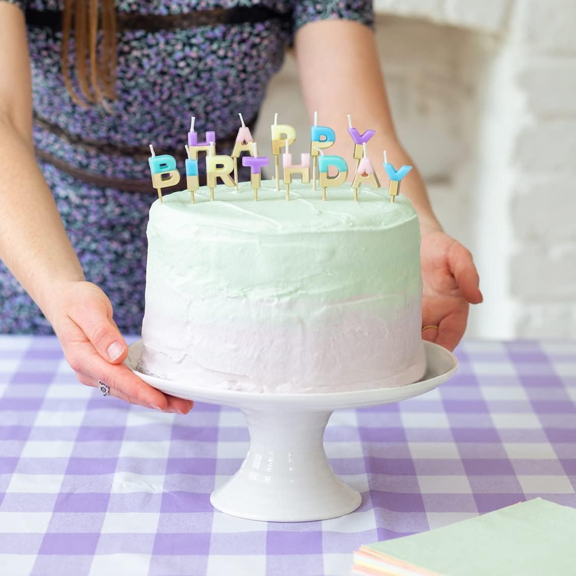 Happy Birthday Cake Candles with Blue Glitter – Birthday Party Cake Toppers, Decorative Glitter Candles