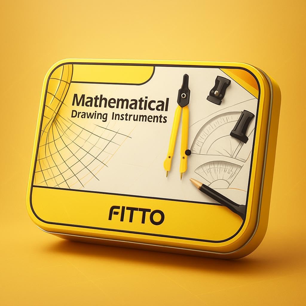 Mathematical Drawing Instruments Box – Complete Geometry Set with Compass, Protractor, Ruler, Set Squares & Eraser, Durable Case for Precision in School, Office & Engineering