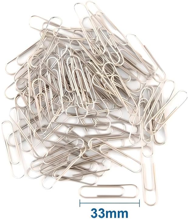 80 Pieces Stainless Steel Paper Clips 33mm - Durable Office Stationery