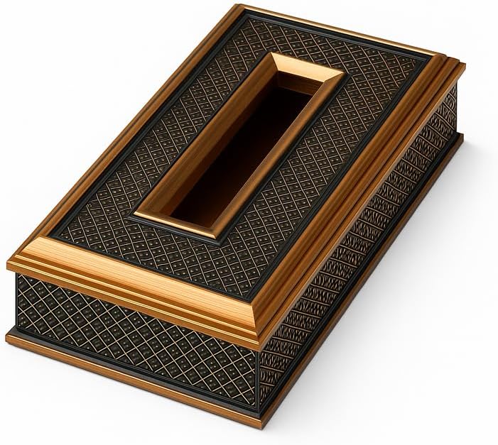 Golden and Black Tissue Box Holder for Home and Office Decor