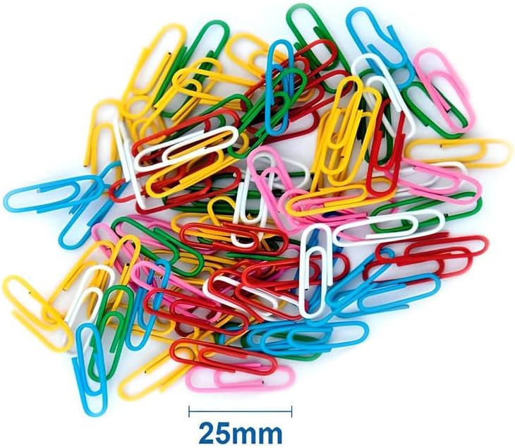80 Pieces Plastic Coated 25mm Paper Clips, Assorted Colors