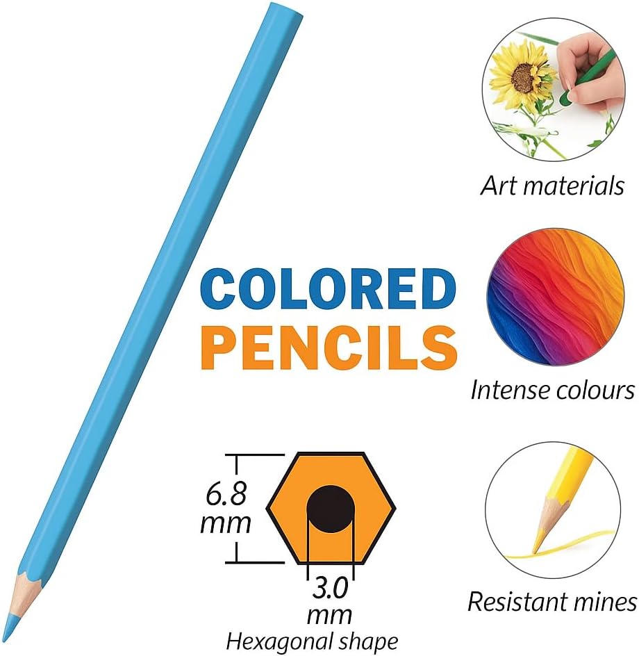 24 Pieces 2.6mm Color Pencils 17.5cm 24 Colors for Drawing & Sketching