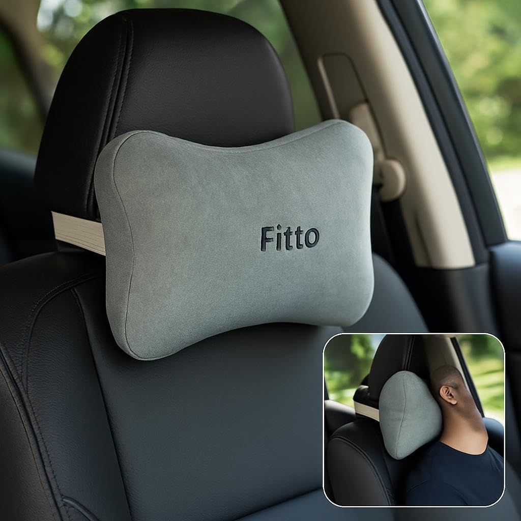 Car Neck Pillows, Soft Slow-Rebound Memory Foam Headrest, Grey