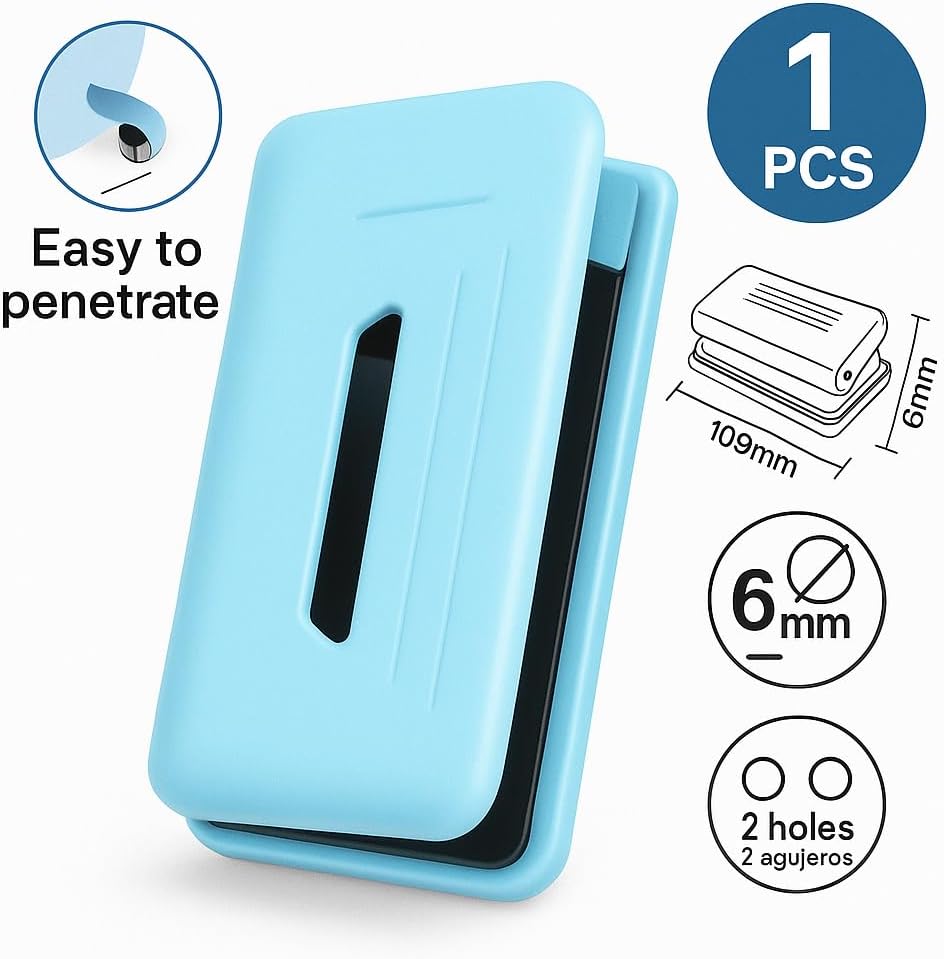 1 Piece Hole Punch, Sky Blue - Office Stationery Tool