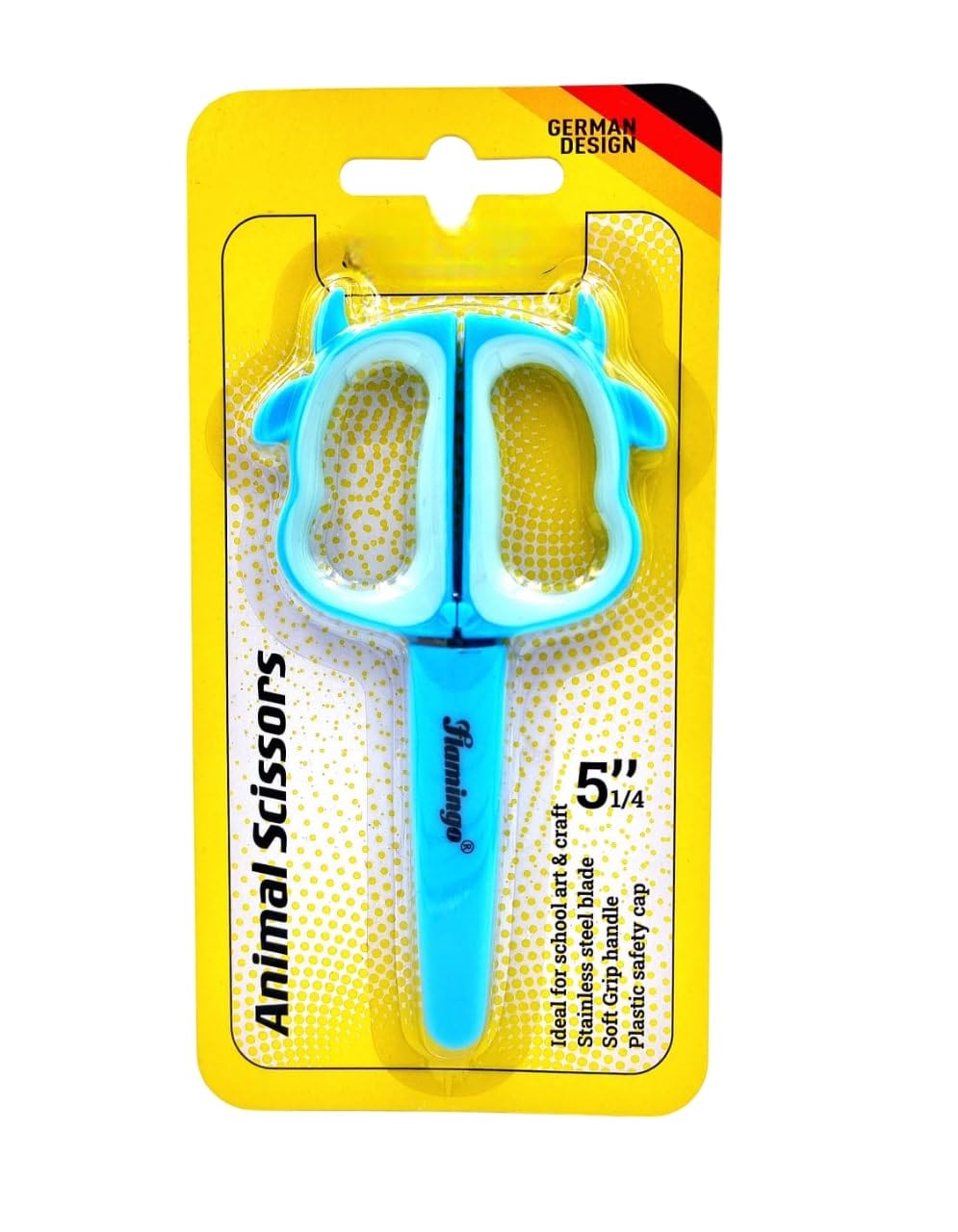 FITTO Safety Scissors for Kids – Stainless Steel Blades with Soft Grip Handle, Plastic Safety Cap, Ideal for School and Craft Use, Safe Craft Scissors for Children